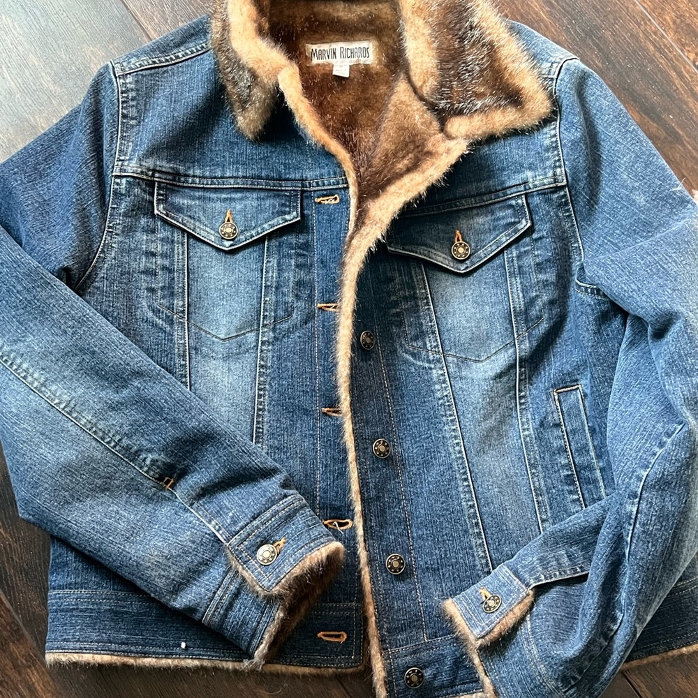Denim faux fur jacket
